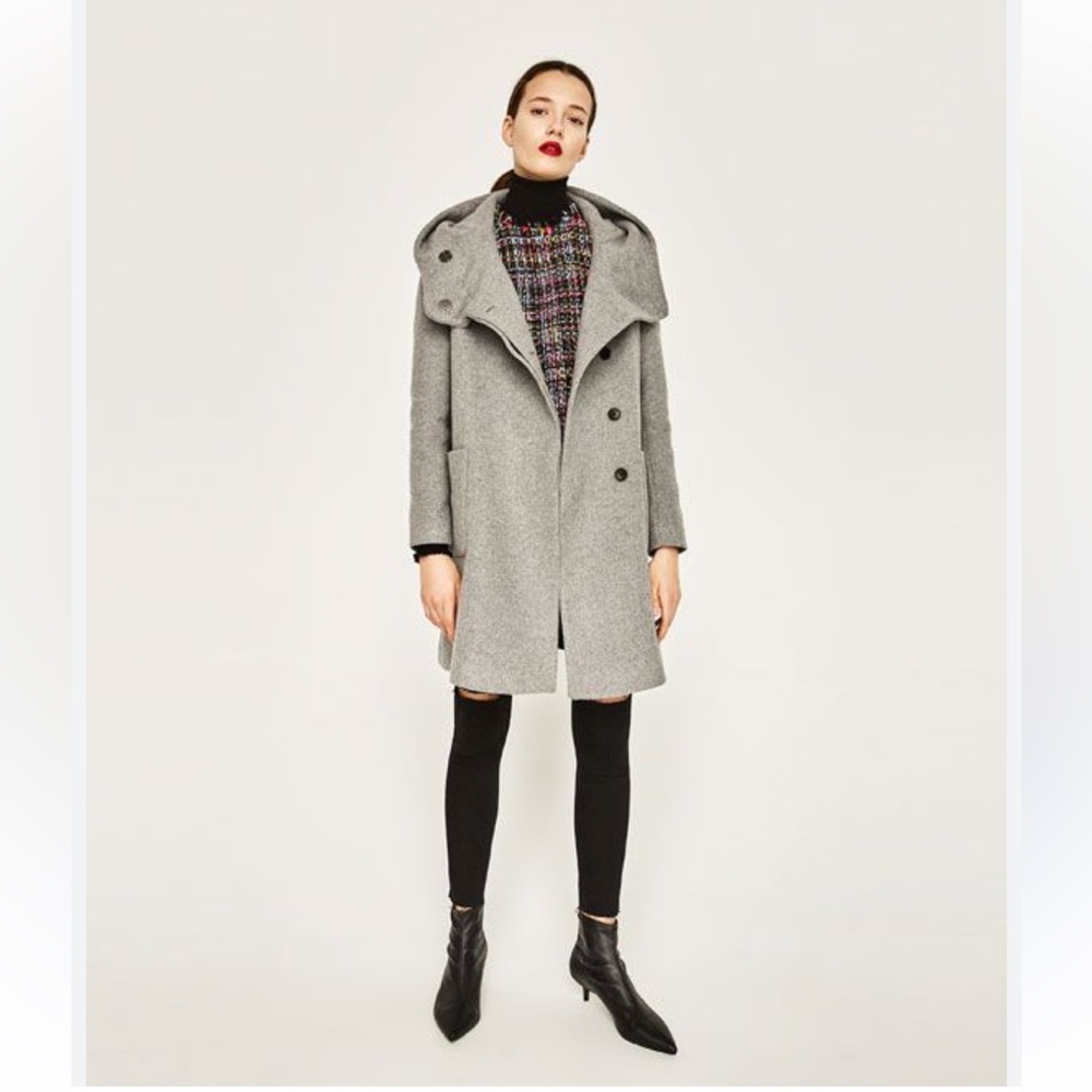 Zara Elegant Gray Wool Coat